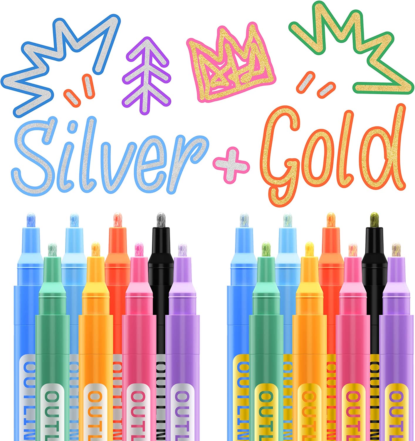 Outline Markers: Outliner Pen, Outline Marker Pens & Metallic Outline  Markers